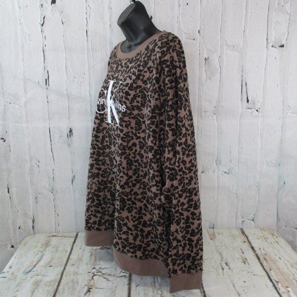 Calvin Klein Jeans Plus Pullover Leopard Print Sweatshirt - Picture 5 of 8